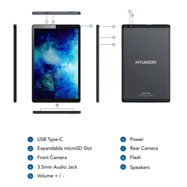 Hyundai HYtab Pro 10LA1, 10.1" FHD IPS, Octa-Core Processor, Android 11, 4GB RAM, 128GB Storage, 8MP/13MP, LTE - Space Grey