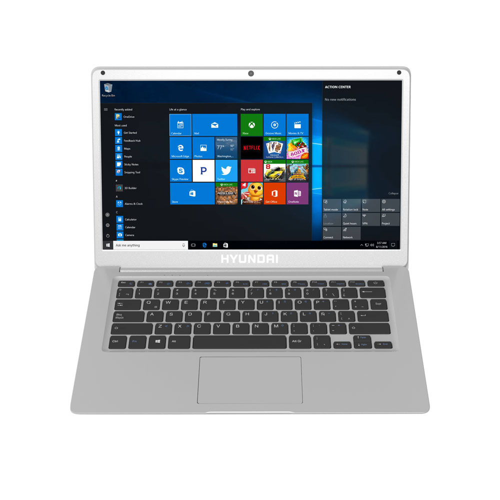 Hyundai HyBook 14.1" 1366x768, Intel N3350, 4GB RAM, 64GB + 1TB HDD, 0.3MP, RJ45, WiFi, BT 4.0, Windows 10 Home S Mode, 5000mAh, English, Silver